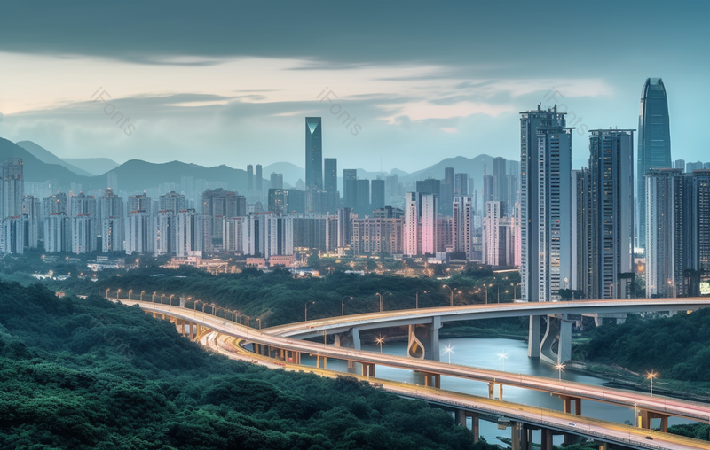 城市的高楼大厦和高架立交桥背景,高清,摄影图,摄影图片,图片大全,摄影图免费下载